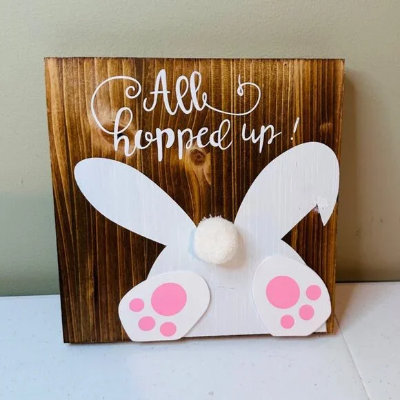 Easter hanging decoration ALL HOPPED UP bunny spring springtime decoration - Picture 1 of 11